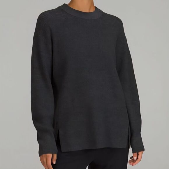 Lululemon | Merino Wool-Blend Ribbed Crewneck Sweater Heathered, Womens 8 - Picture 1 of 8